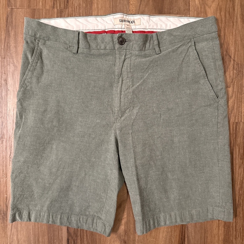 Goodthreads Mens Army Green Chino Shorts Size 38 Casual Stretch Preppy VGUC